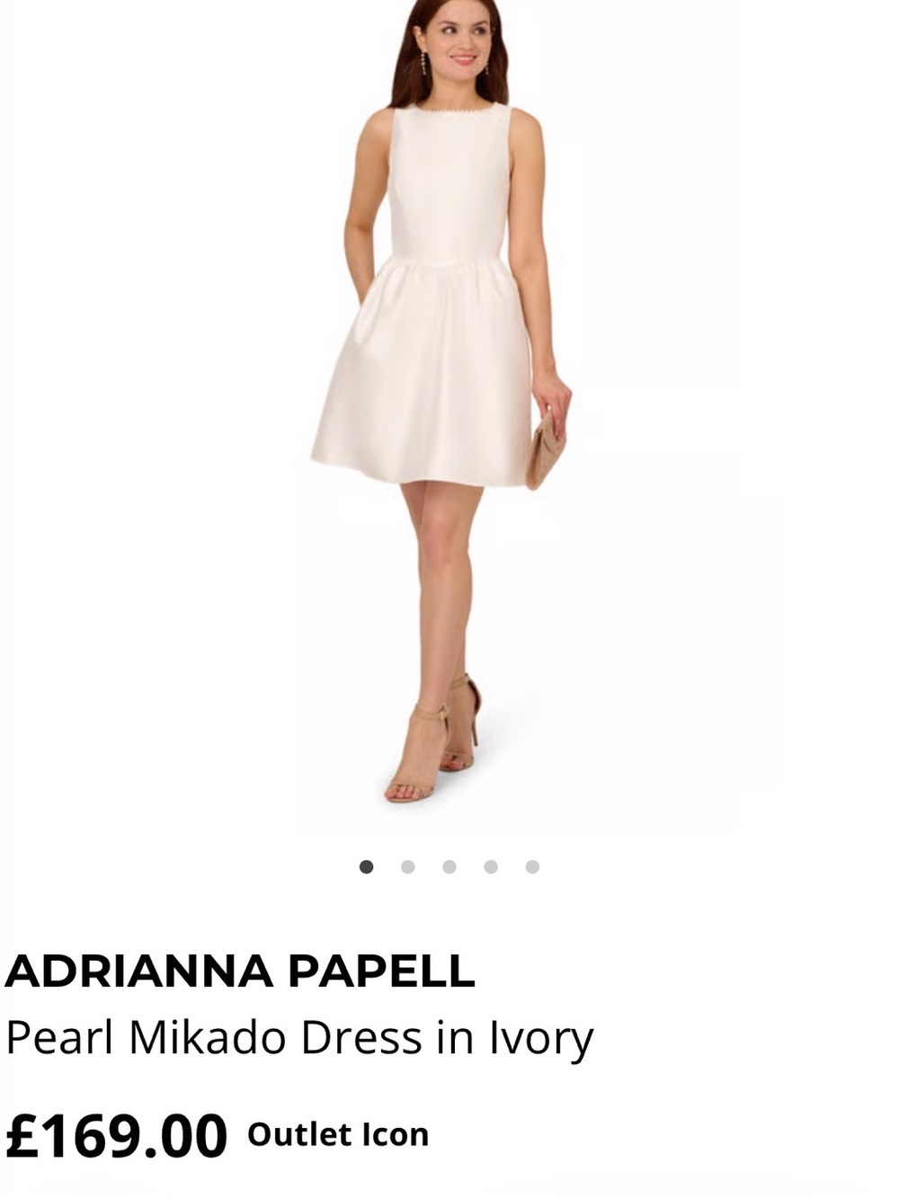 Adrianna Papell Pearl Mikado Fit & Flare Dress Ivory Size 10 NWT